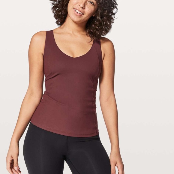 lululemon athletica Tops - Lululemon Long Breath 2-In-1 Tank *Light Support For B/C Cup Redwood / Auburn 8